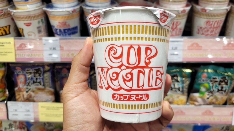 A cup of Nissin noodles in store