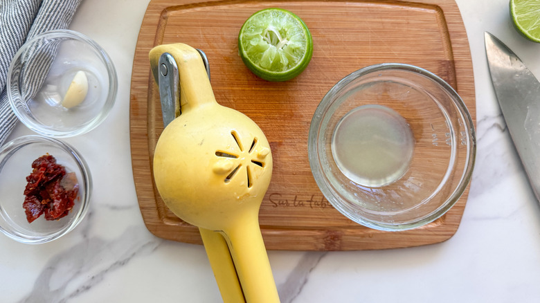 juiced lime in bowl