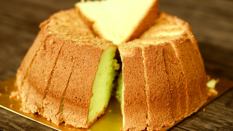 Sliced pandan Bundt cake