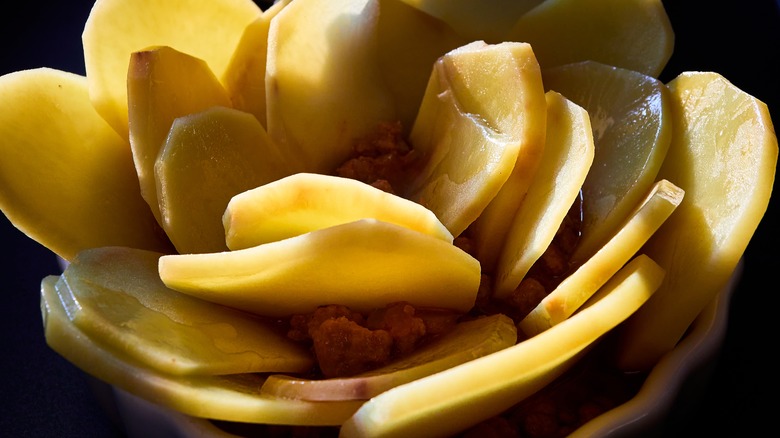 Close-up of a rose-shaped potato