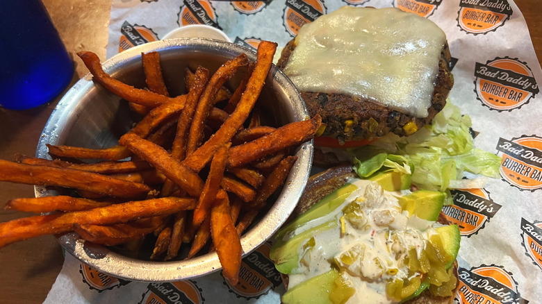 Cheeseburger and sweet potato fries from Bad Daddy's