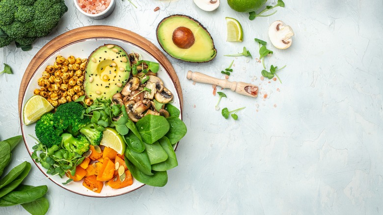 salad ingredients on counter