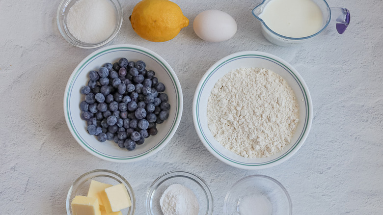 ingredients for blueberry pancake batter