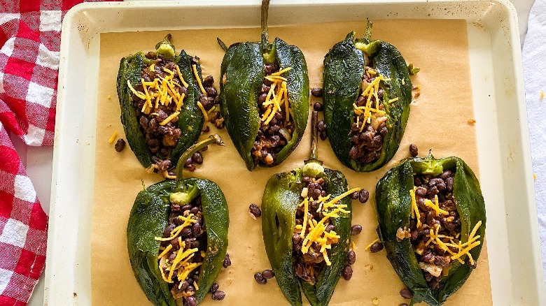 chile rellenos baked on tray