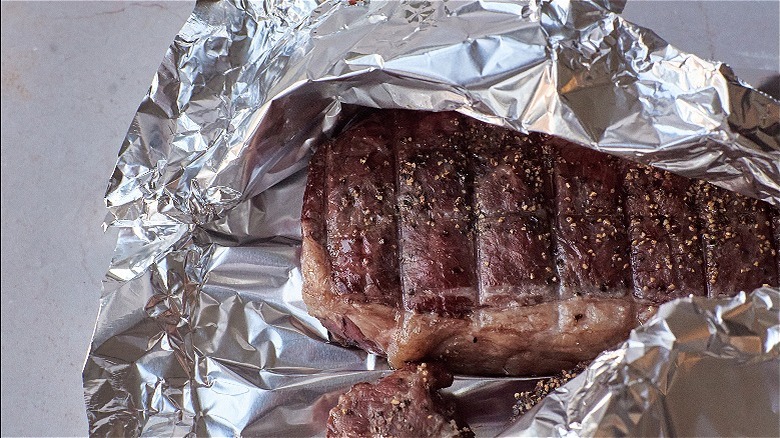 steak tented in foil 