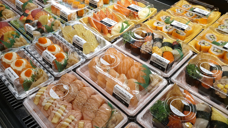 sushi selection at grocery store