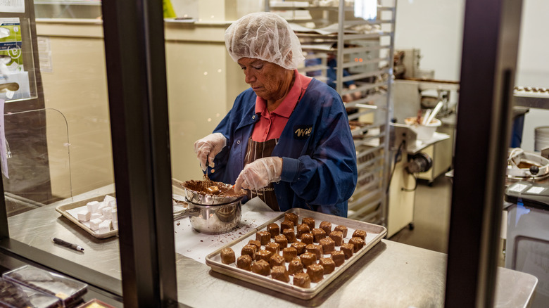 Wilbur chocolates being made in factory