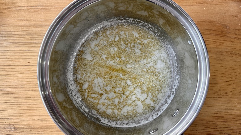 melted butter in metal bowl