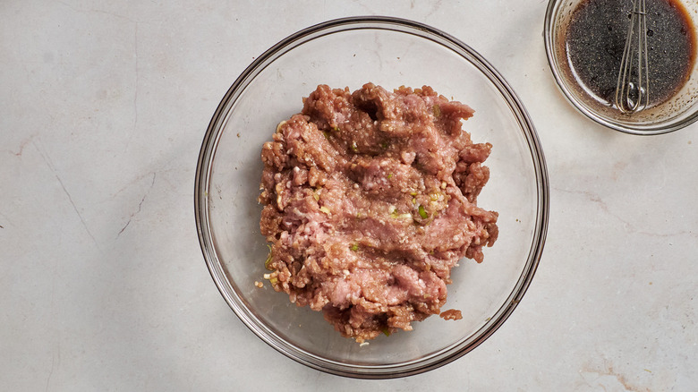 raw pork in bowl