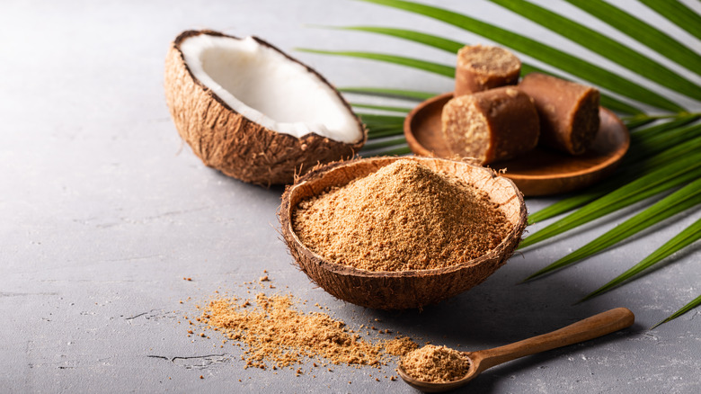 Palm sugar in a coconut bowl