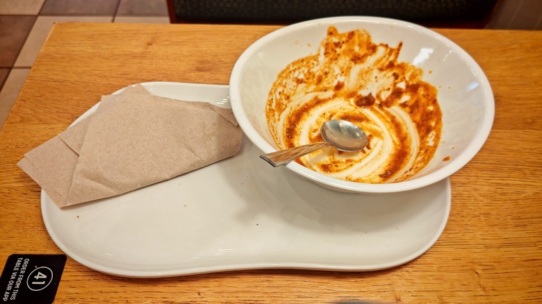 An empty bowl of Hearty Fireside Chili