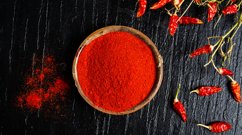 A bowl of paprika and chili peppers