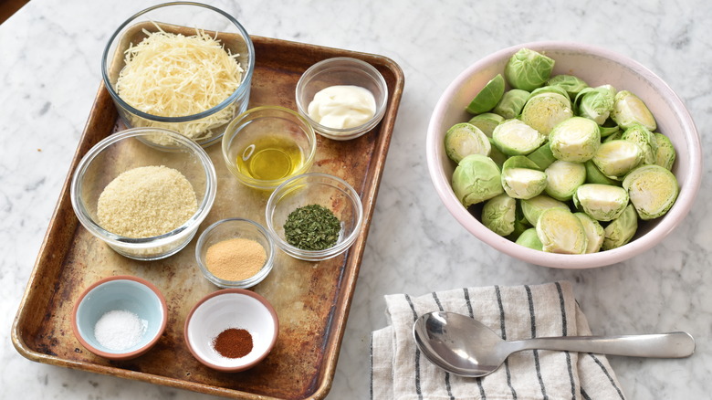 ingredients for crispy parmesan brussels sprouts
