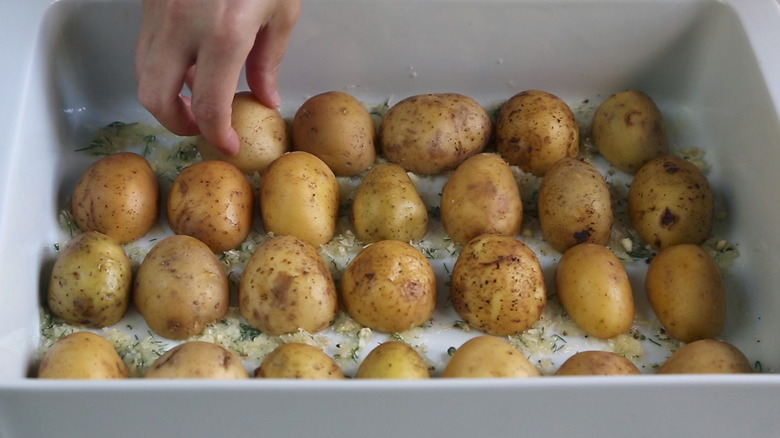 potatoes in baking dish