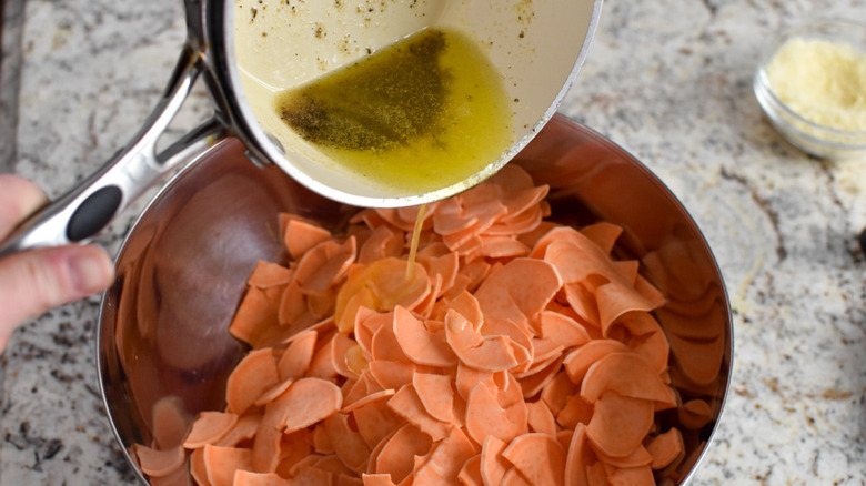 coating potatoes in butter