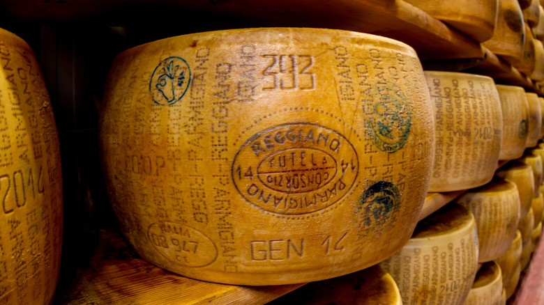 Wheels of parmigiano