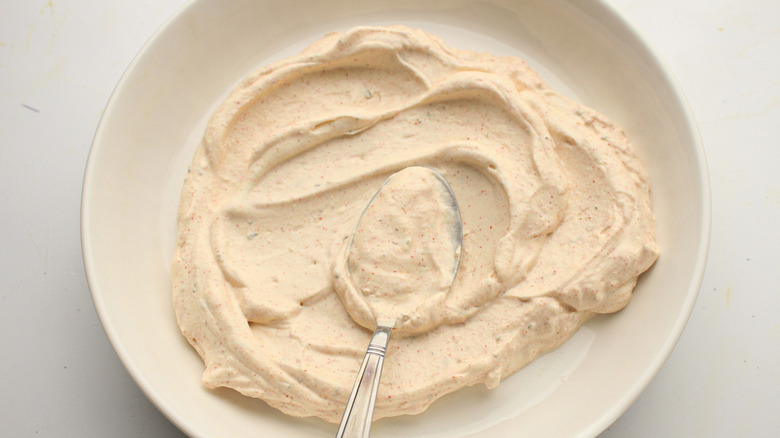 seasoned creamy spread on plate