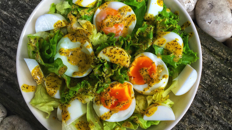 Passion fruit dressing on salad