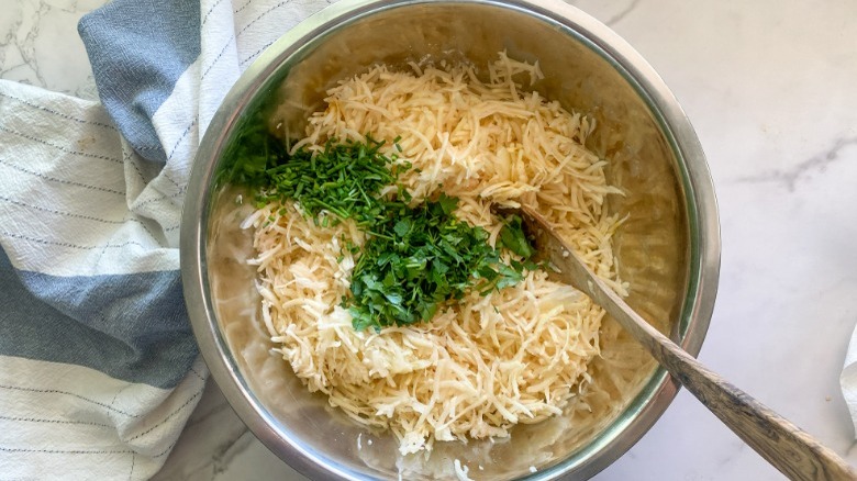 ingredients in metal bowl