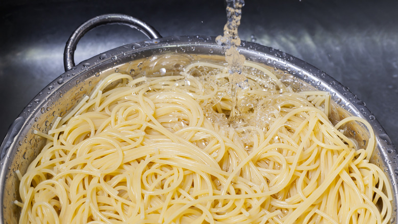 Pasta soaking rinsing