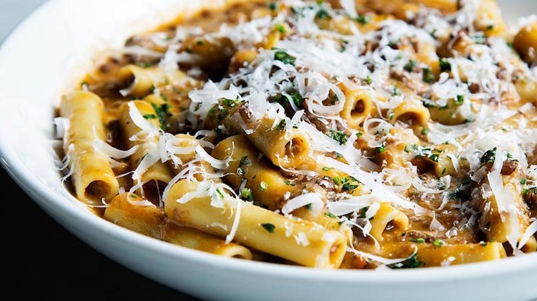 bowl of pasta, lentils, cheese