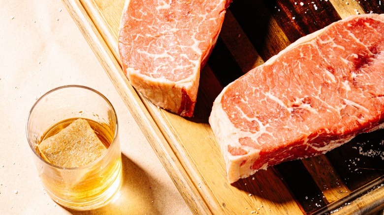 "Dry (Aged) January" Hudson Whiskey-Aged N.Y. Strip Steak Kit, raw