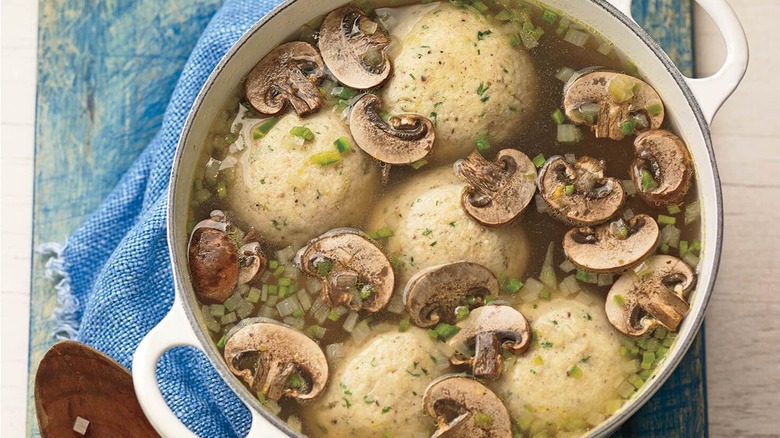 Mexican-inspired matzo ball soup ready to eat