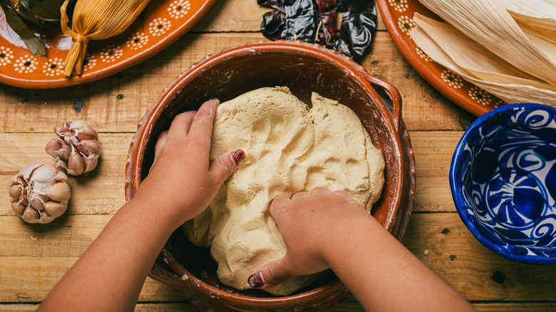 kneading masa