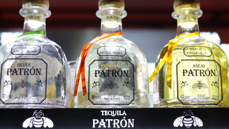 Different bottles of Patrón Tequila