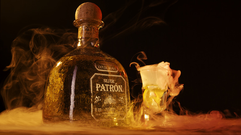 A smoky shot of Patrón Silver Tequila 