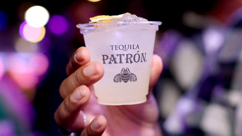 Patrón Silver Tequila cocktail plastic cup