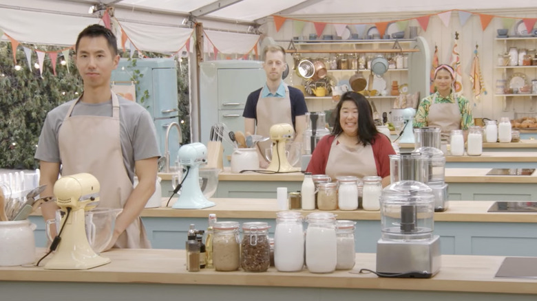 Lineup of American bakers smiling