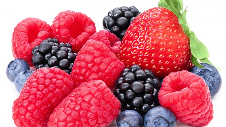 collection of berries on a white background