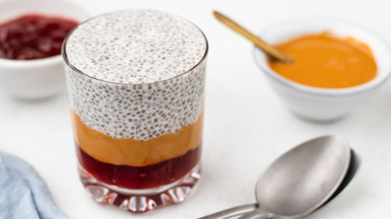 peanut butter and jam chia pudding