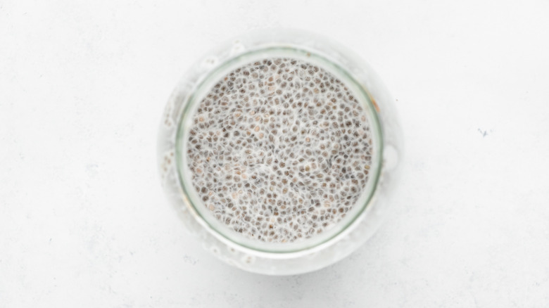 Jar of chia pudding