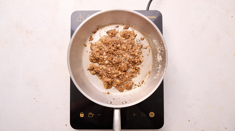 browned crumble in skillet