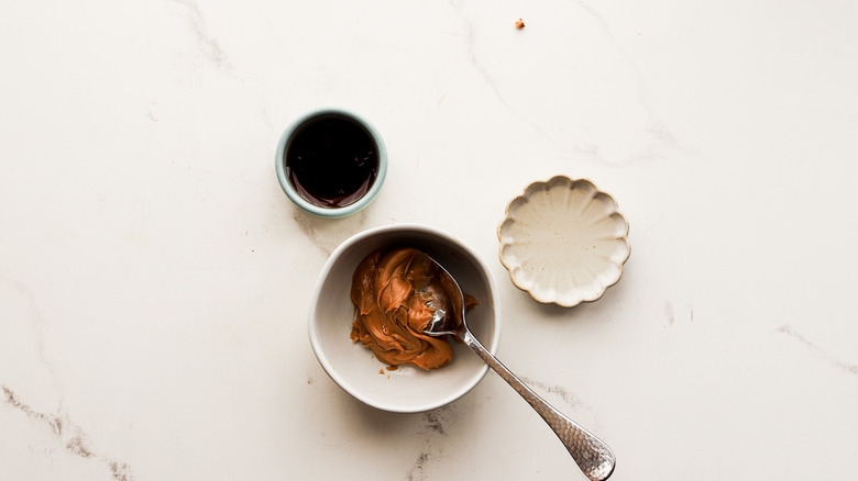 Peanut butter drizzle in bowl