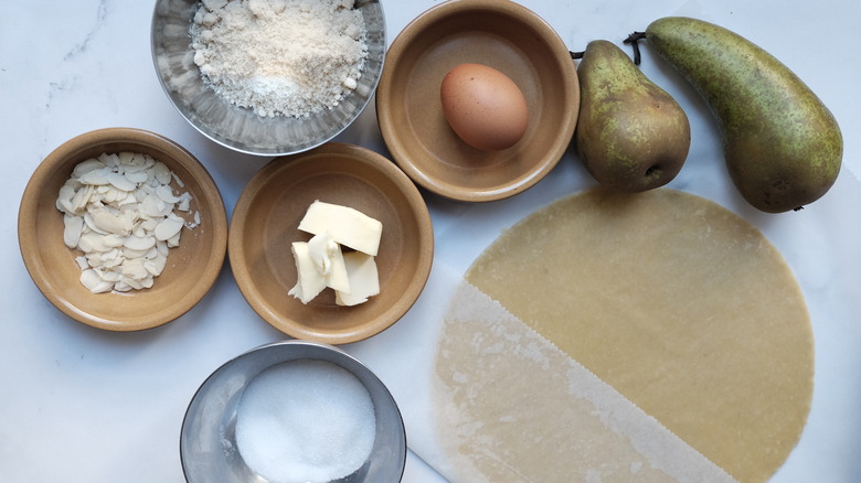 ingredients for pear almond tart