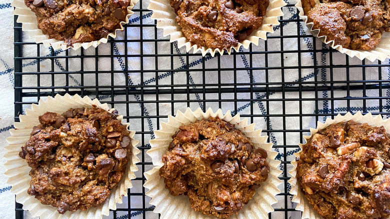 Pecan pie muffins on rack