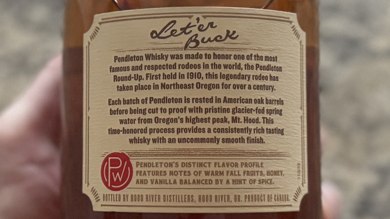 Close view of Pendleton back label