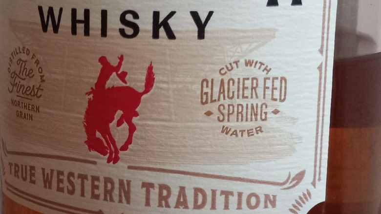 Close view of Pendleton label with glacier water notation