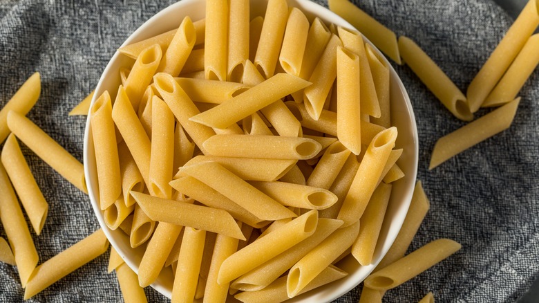 Mostaccioli pasta in bowl