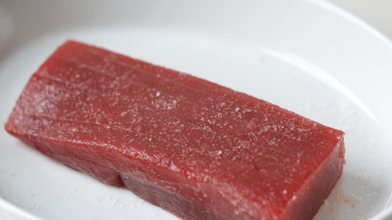 Raw tuna steak