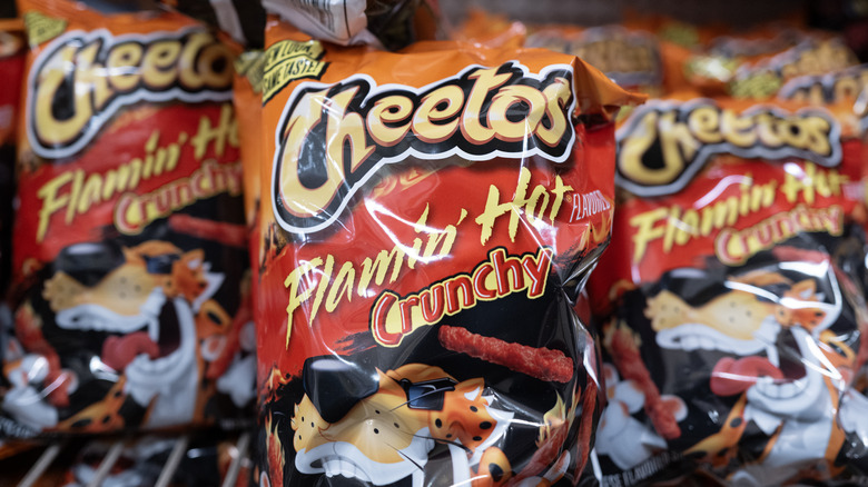 Grocery store display of Flamin' Hot Cheetos