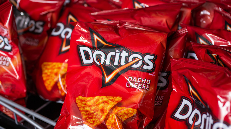 Bags of Doritos on shelves