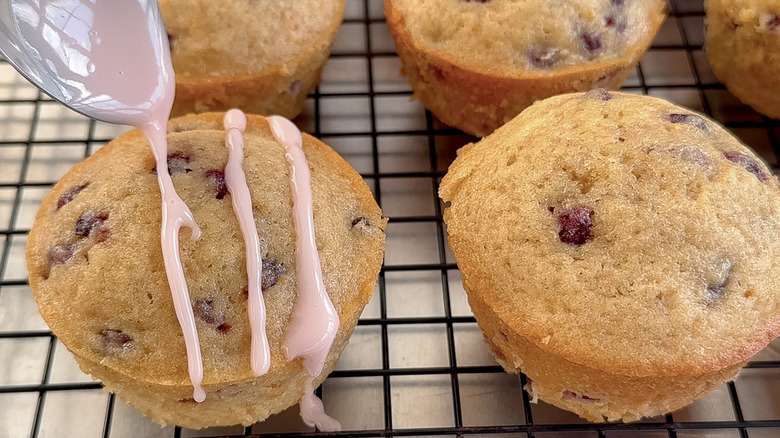 pink glaze on muffin