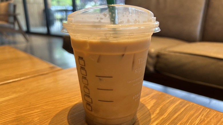 iced starbucks drink on table