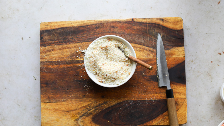 Bowl of breadcrumb cheese mixture