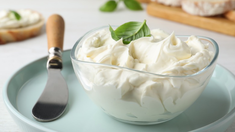 Cream cheese in bowl