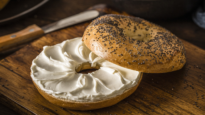 bagel with vegan cream cheese